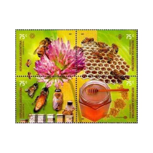 4 عدد تمبر  پرورش زنبور عسل - زنبورداری - B - آرژانتین 2001 قیمت 8 دلار