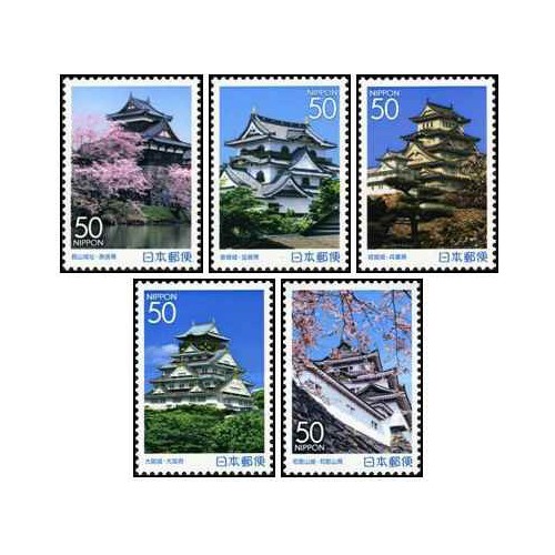 5 عدد تمبرهای استانی - کینکی - قلعه ها و مناظر کینکی - B -  ژاپن 2007