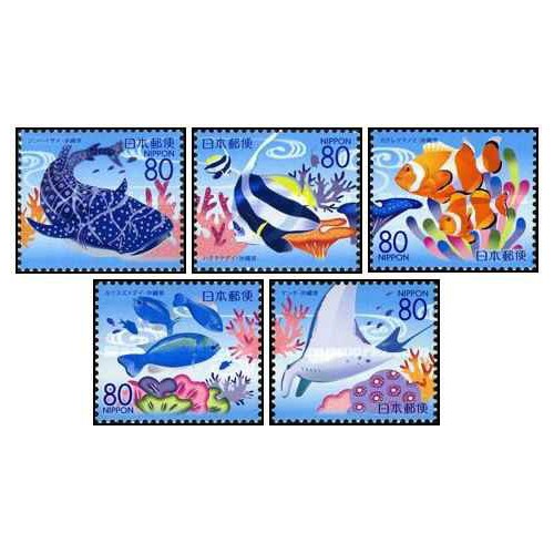 5 عدد تمبرهای استانی - اوکیناوا - دریای اوکیناوا - ماهیها - B -  ژاپن 2007