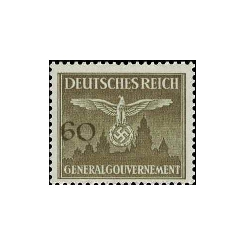 1 عدد تمبر سری پستی - نشان ملی بر فراز قلعه کراکوف - 60gr - لهستان تحت اشغال آلمان - لهستان 1943 با شارنیه