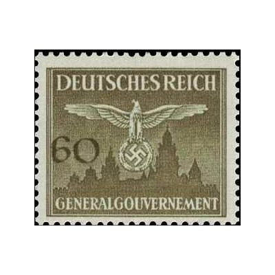 1 عدد تمبر سری پستی - نشان ملی بر فراز قلعه کراکوف - 60gr - لهستان تحت اشغال آلمان - لهستان 1943 با شارنیه