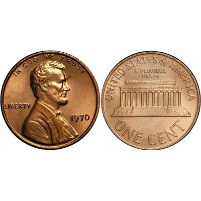 سکه 1 سنت - برنجی  - آمریکا 1970غیر بانکی