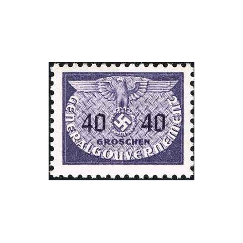 1 عدد تمبر سری پستی - نشان رایش سوم - 40gr - لهستان تحت اشغال آلمان - لهستان 1940 با شارنیه