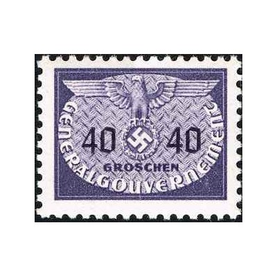 1 عدد تمبر سری پستی - نشان رایش سوم - 40gr - لهستان تحت اشغال آلمان - لهستان 1940 با شارنیه