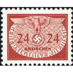 1 عدد تمبر سری پستی - نشان رایش سوم - 24gr - لهستان تحت اشغال آلمان - لهستان 1940 با شارنیه