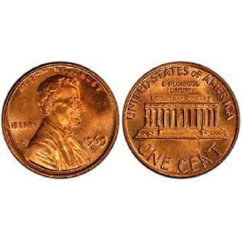 سکه 1 سنت - برنجی - S - آمریکا 1969غیر بانکی