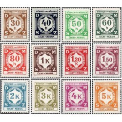 12 عدد  تمبر سری پستی - رسمی - یوهمیا و موراویا 1941