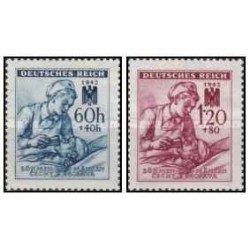 2 عدد  تمبر صلیب سرخ  - یوهمیا و موراویا 1942 با شارنیه