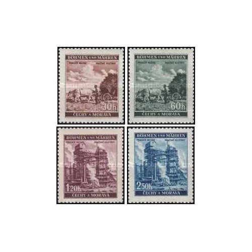 4 عدد  تمبر نمایشگاه پراگ - یوهمیا و موراویا 1941
