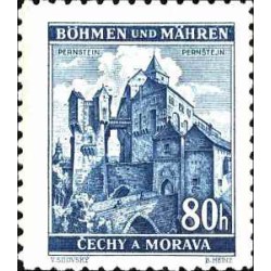 1 عدد  تمبر سری پستی - مناظر - قلعه پرنشتاین - 80h - یوهمیا و موراویا 1940