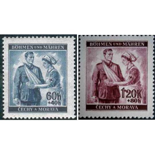 2 عدد  تمبر صلیب سرخ - یوهمیا و موراویا 1940