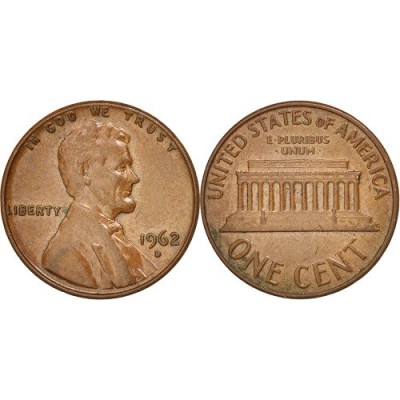 سکه 1 سنت - برنجی - D - آمریکا 1962غیر بانکی
