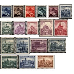 18 عدد  تمبر سری پستی - موضوعات محلی - یوهمیا و موراویا 1939