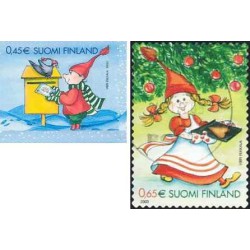2 عدد  تمبر کریسمس مبارک - تمبرهای خود چسب- فنلاند 2003