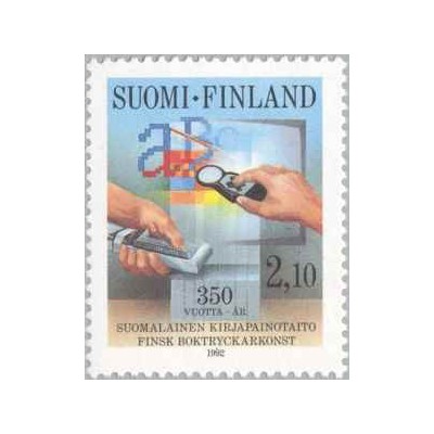 1 عدد  تمبر سی و پنجاهمین سالگرد چاپ فنلاند - فنلاند 1992