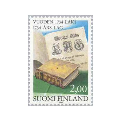 1 عدد  تمبر دویست و پنجاهمین سالگرد قانون 1734 - فنلاند 1984