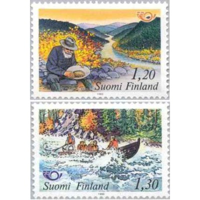 2 عدد  تمبر نسخه شمالی - گردشگری - فنلاند 1983