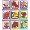 9 عدد  تمبر سری پستی - گلهای رز باغچه - نیوزلند 1975