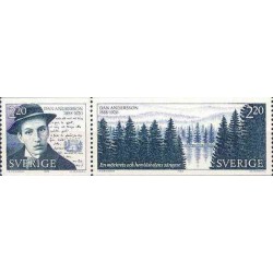 2 عدد  تمبر  یادبود دن اندرسون - سوئد 1988