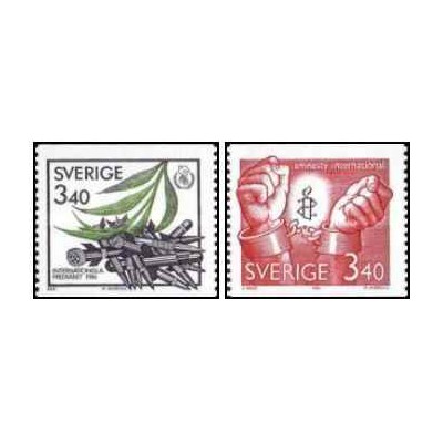 2 عدد  تمبر  برای صلح و آزادی - سوئد 1986