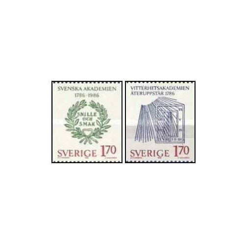 2 عدد  تمبر سالگردهای آکادمی - سوئد 1986