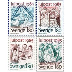 4 عدد  تمبر نامه کریسمس - سوئد 1985