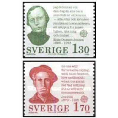 2 عدد  تمبر مشترک اروپا - Europa Cept - مشاهیر - سوئد 1980