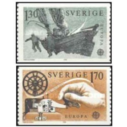 2 عدد  تمبر مشترک اروپا - Europa Cept - پست و مخابرات - سوئد 1979