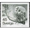 1 عدد  تمبر سری پستی - جغد قهوه ای رنگ (Strix aluco) - سوئد 1977
