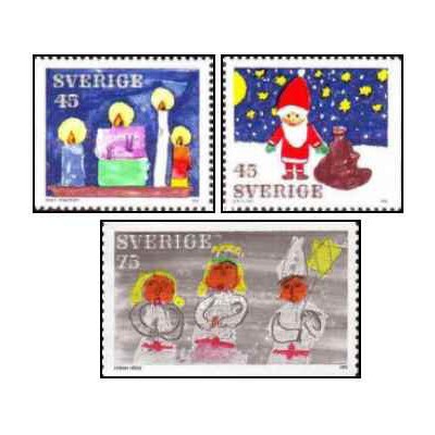 3 عدد  تمبر کریسمس - سوئد 1972