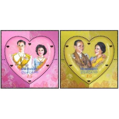 2 عدد  تمبر شصتمین سالگرد ازدواج سلطنتی - تایلند 2010