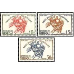 3 عدد  تمبر  دومین سالگرد پذیرش در U.P.U - سنگال 1963