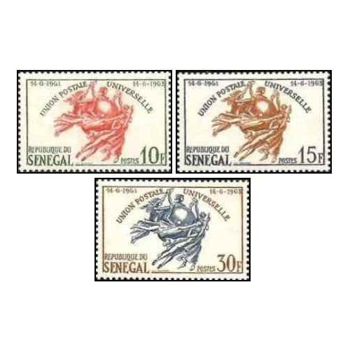 3 عدد  تمبر  دومین سالگرد پذیرش در U.P.U - سنگال 1963