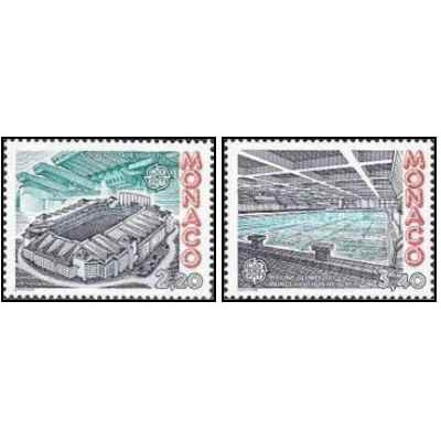 2 عدد  تمبر مشترک اروپا - Europa Cept - معماری مدرن - موناکو 1987