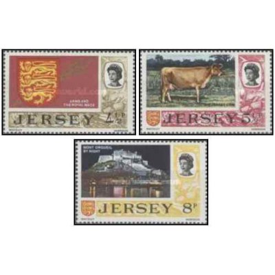 3 عدد  تمبر ارقام جدید - جرسی 1974