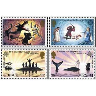 4 عدد  تمبر  مشترک اروپا - Europa Cept - فرهنگ عامه - جرسی 1981