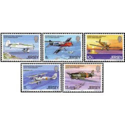 5 عدد  تمبر  بیست و پنجمین سالگرد رالی بین المللی هوایی - جرسی 1979