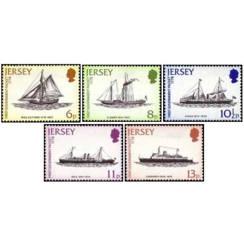 5 عدد  تمبر  دویستمین سالگرد ارتباط پستی با انگلستان - جرسی 1978