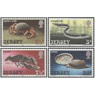 4 عدد  تمبر حیات دریایی - جرسی 1973
