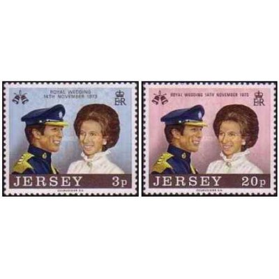 2 عدد  تمبر ازدواج سلطنتی - جرسی 1973