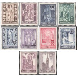 10 عدد  تمبر بازسازی کلیسای سنت استفان - اتریش 1946 قیمت 10 دلار