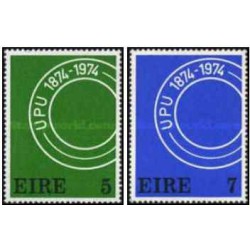 2 عدد  تمبر صدمین سالگرد اتحادیه جهانی پست - UPU - ایرلند 1974