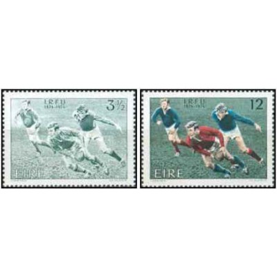 2 عدد  تمبر صدمین سالگرد تاسیس اتحادیه فوتبال راگبی ایرلند - ایرلند 1974