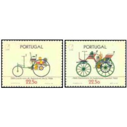 2 عدد  تمبر صدمین سالگرد اختراع اتومبیل -  پرتغال 1986