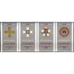4 عدد  تمبر  چهلمین سالگرد جمهوری خلق لهستان - مدالها - B - لهستان 1984