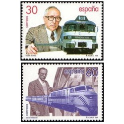 2 عدد  تمبر صدمین سالگرد تولد الخاندرو گویکوچه آ - مهندس - اسپانیا 1995