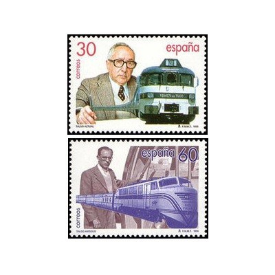 2 عدد  تمبر صدمین سالگرد تولد الخاندرو گویکوچه آ - مهندس - اسپانیا 1995