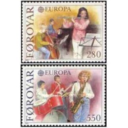 2 عدد  تمبر  مشترک اروپا - Europa Cept - سال موسیقی اروپا - جزایر فارو 1985