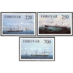 3 عدد  تمبر  کشتی های بخار اولیه DFDS - جزایر فارو 1983