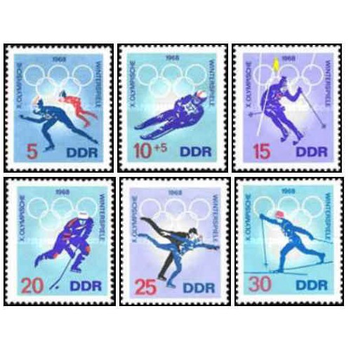 6 عدد تمبربازی های المپیک زمستانی - گرنوبل، فرانسه - جمهوری دموکراتیک آلمان 1968